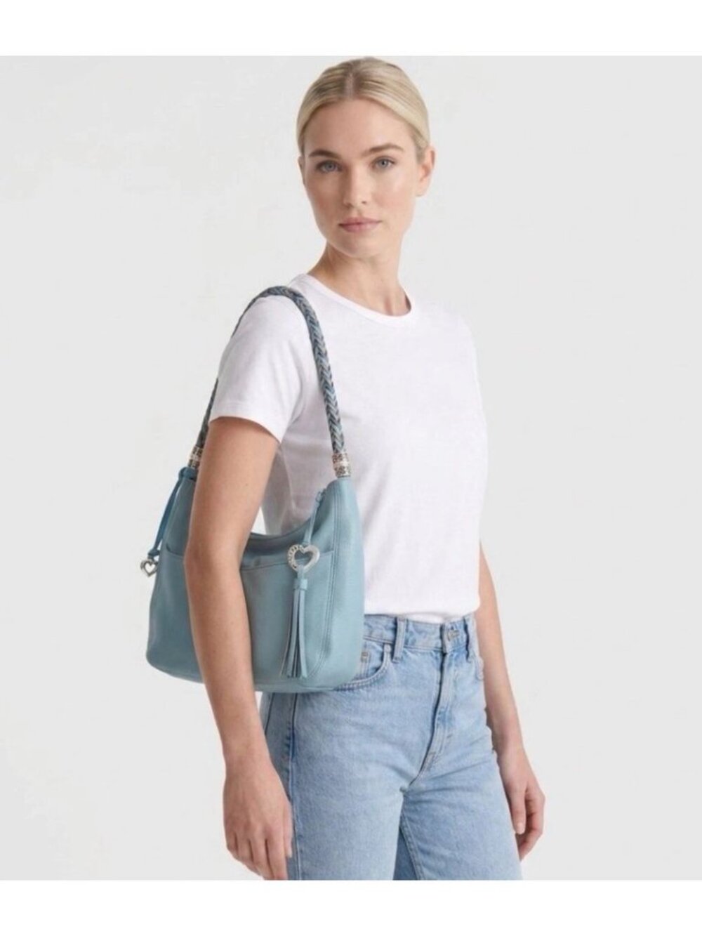 Brighton Barbados Turquoise Blue Leather Hobo Bag Purse Plus Brighton Clutch